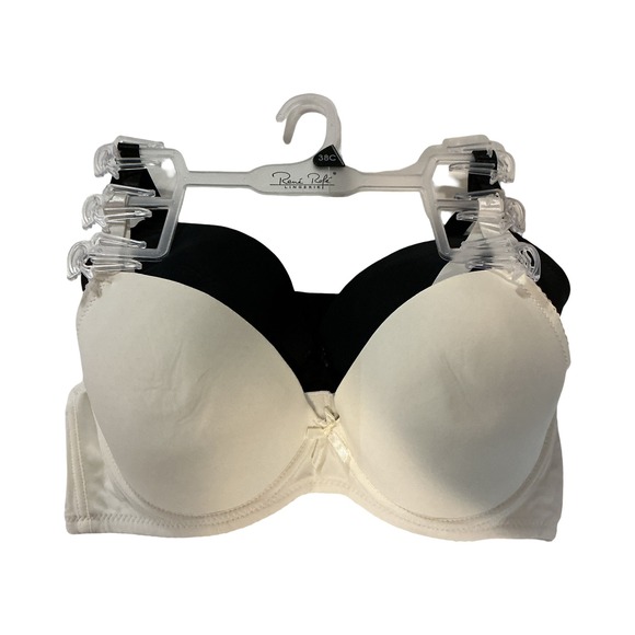 Rene Rofe Lingerie 2 Pack Underwire Bras Black and White Iridescent 38C - Picture 2 of 6